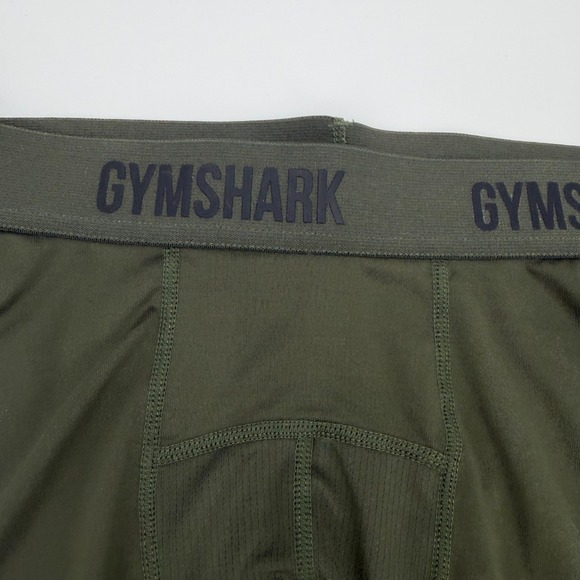 Gymshark Mens Compression Leggings 3/4 Tights Olive Green Training Size Small - Picture 3 of 10
